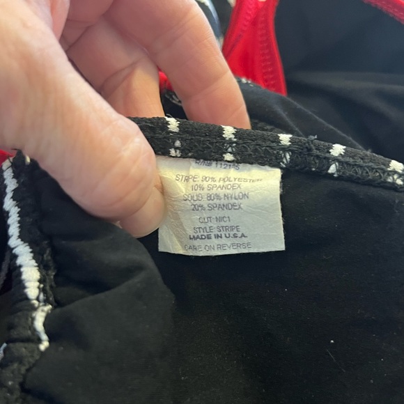 Women's Nicolita Cuban String Triangle Bikini - Red, Black and White, Medium - Picture 5 of 6